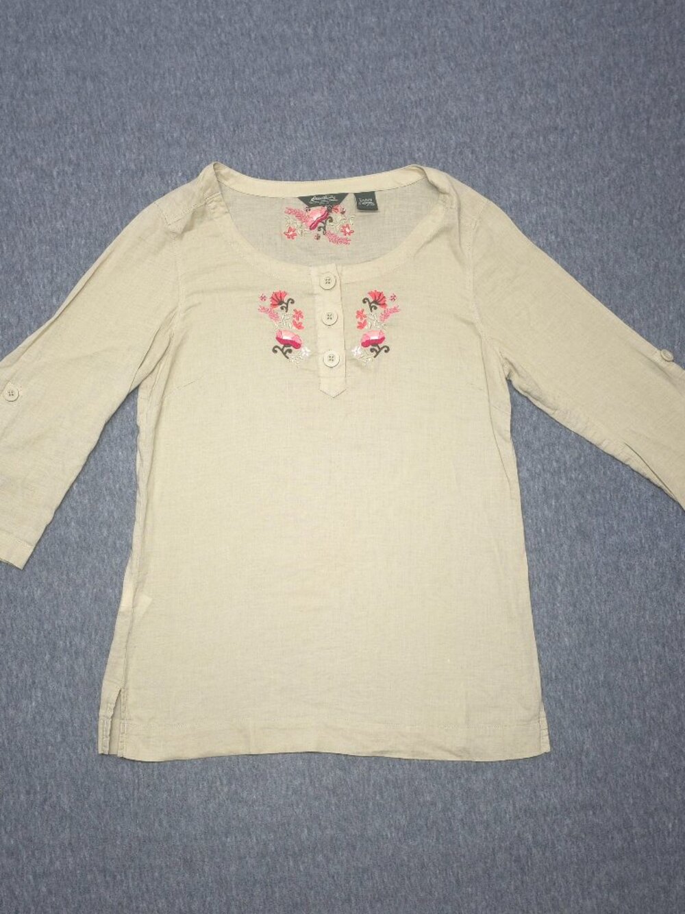 Eddie Bauer Women's S Embroidered Cotton Boho Tunic Blouse